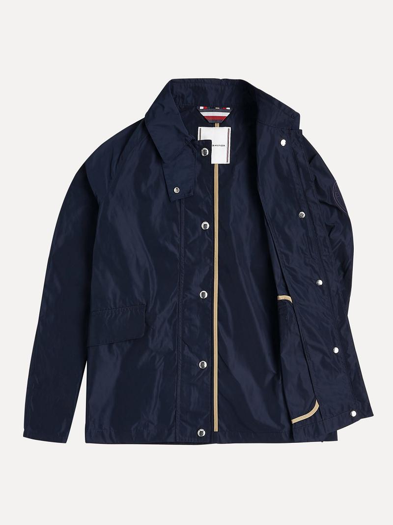 Női Tommy Hilfiger Solid Chore Kabát Kék | HU 185PJJ